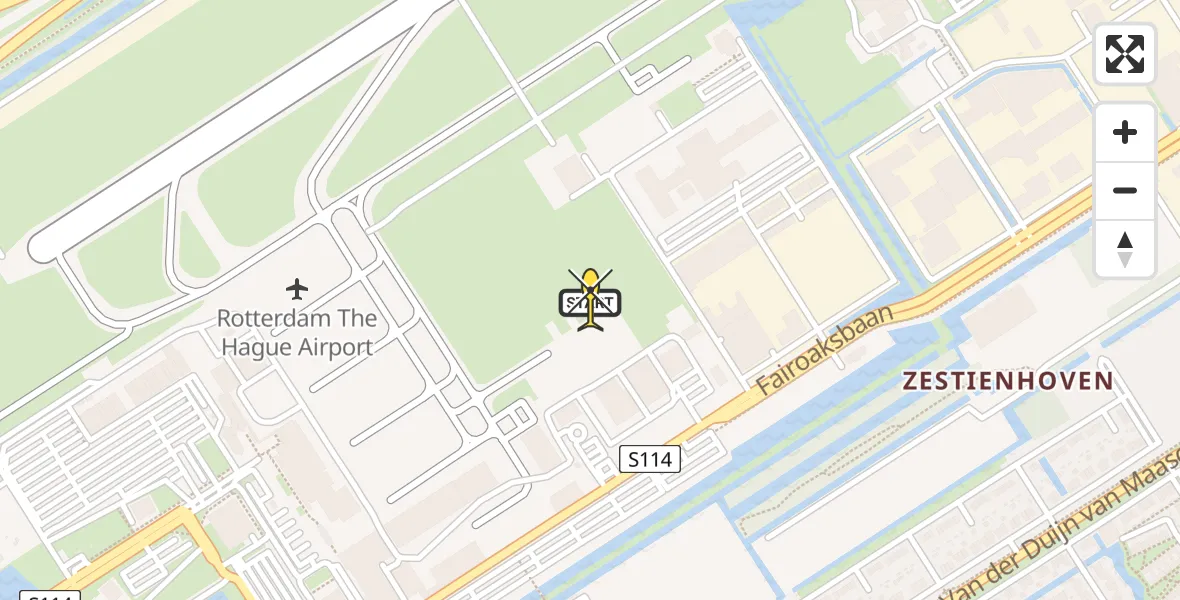 Routekaart van de vlucht: Politiehelikopter naar Rotterdam The Hague Airport, Brandenburgbaan