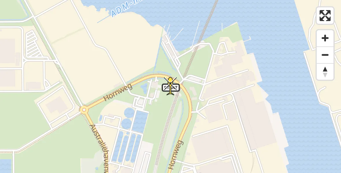 Routekaart van de vlucht: Lifeliner 1 naar Amsterdam Heliport, Hornweg