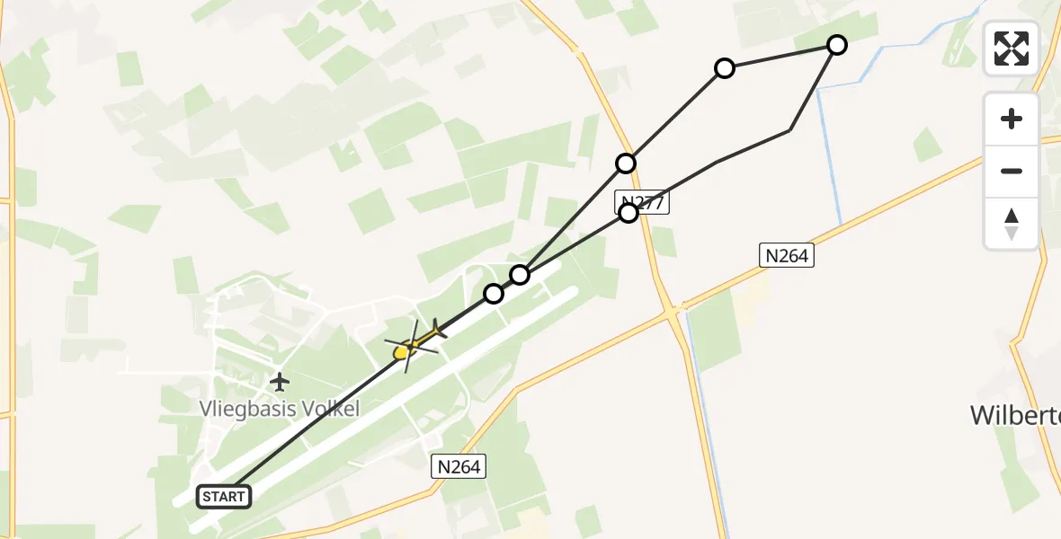 Routekaart van de vlucht: Lifeliner 3 naar Vliegbasis Volkel, Zeelandsedijk