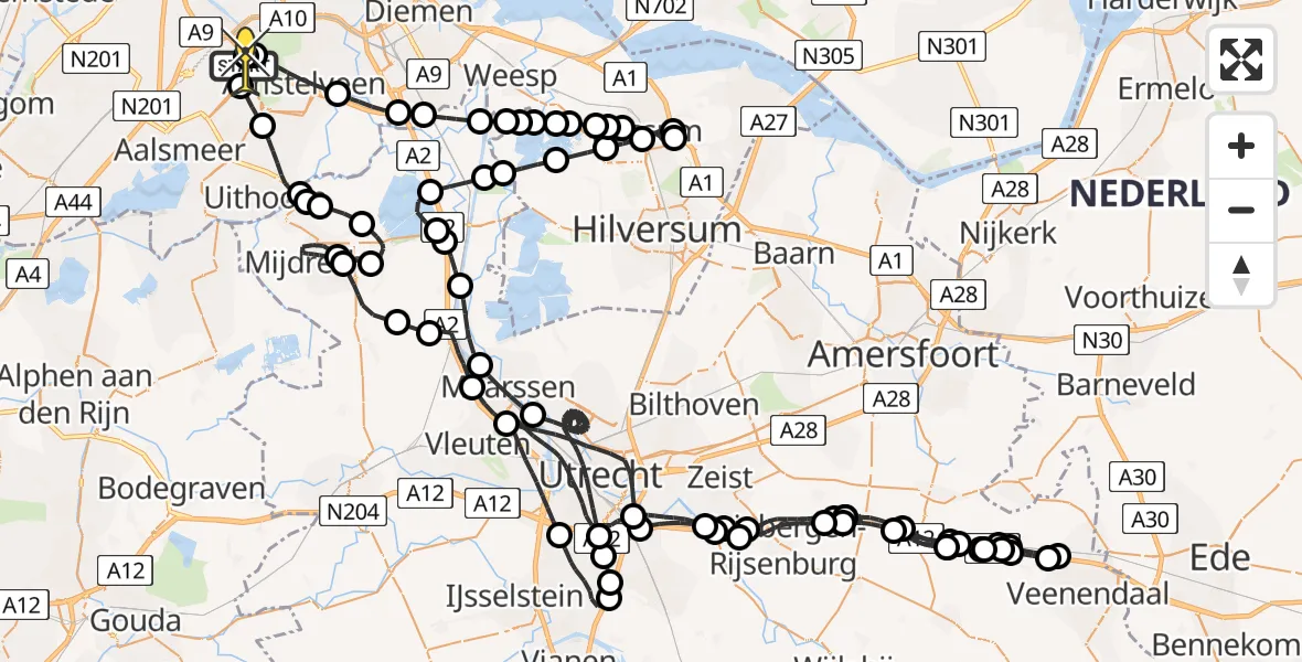 Routekaart van de vlucht: Politieheli naar Schiphol, Mr. Jac. Takkade