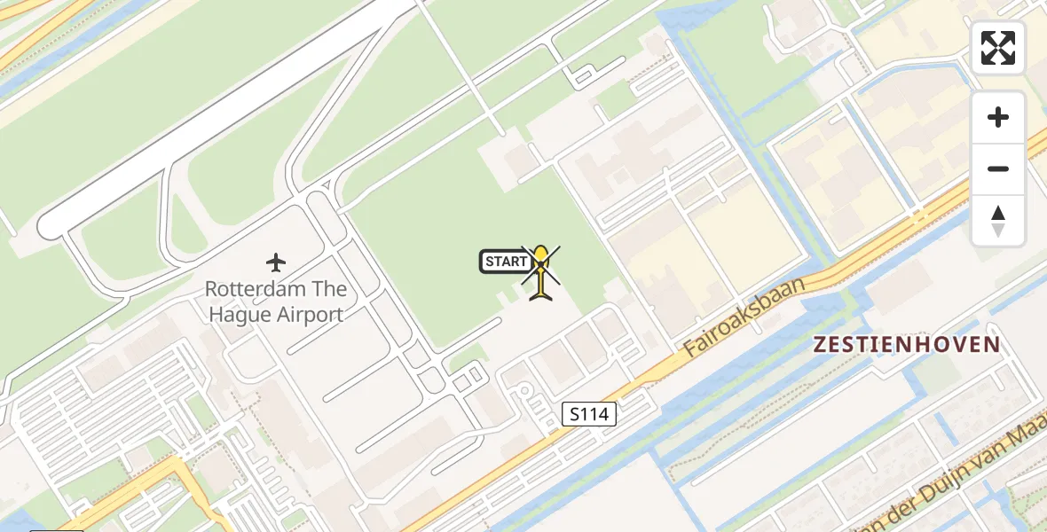 Routekaart van de vlucht: Politieheli naar Rotterdam The Hague Airport, Brandenburgbaan