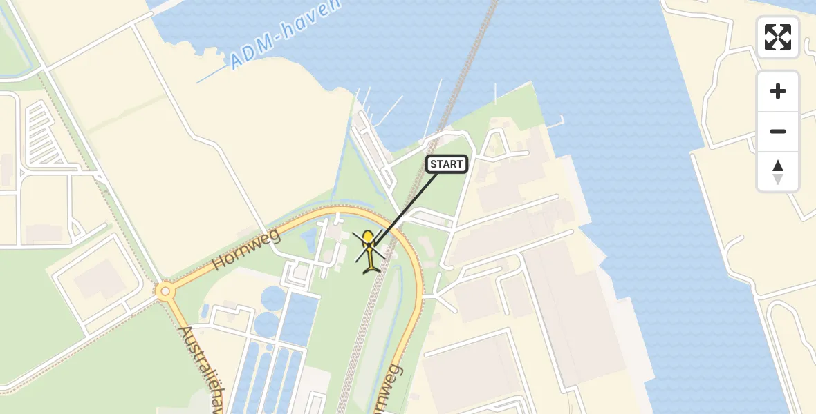 Routekaart van de vlucht: Lifeliner 1 naar Amsterdam Heliport, Hornweg