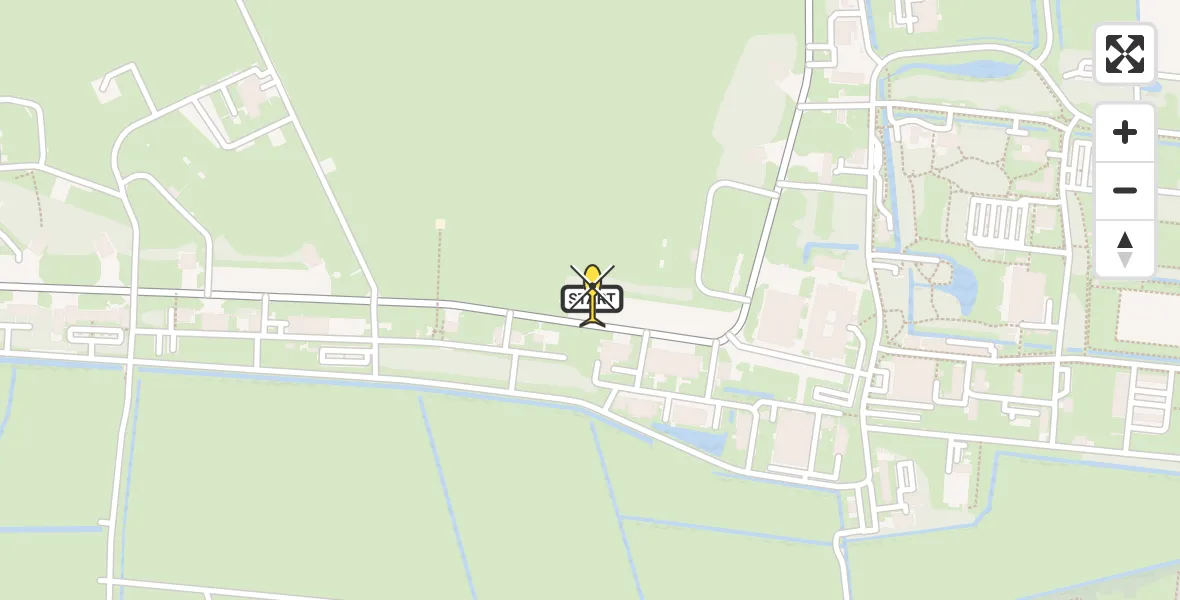 Routekaart van de vlucht: Ambulanceheli naar Vliegbasis Leeuwarden, Keegsdijkje