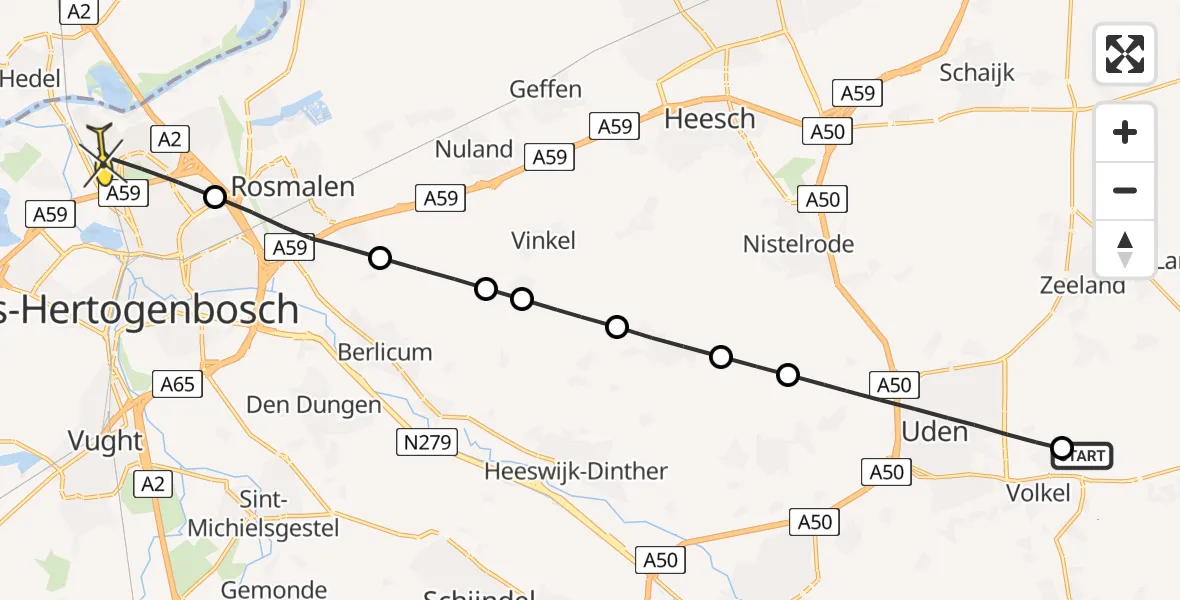 Routekaart van de vlucht: Lifeliner 3 naar 's-Hertogenbosch, Zadelmakerstraat