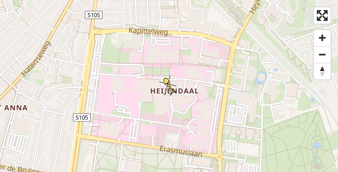 Routekaart van de vlucht: Lifeliner 3 naar Radboud Universitair Medisch Centrum