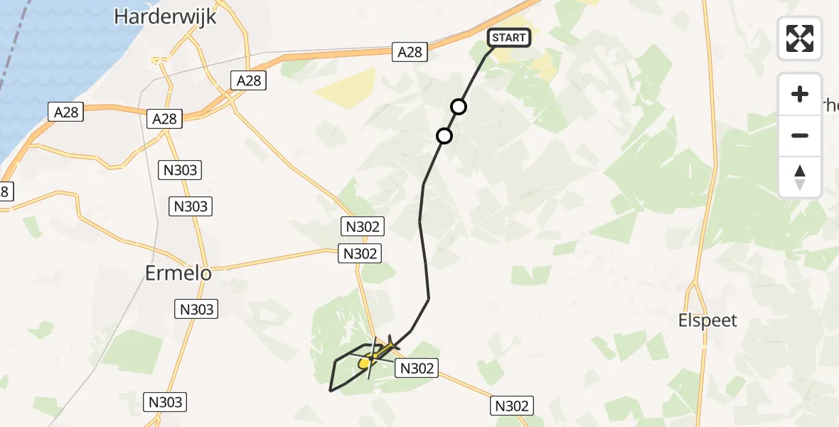 Routekaart van de vlucht: Traumaheli naar Ermelo, Hierderweg