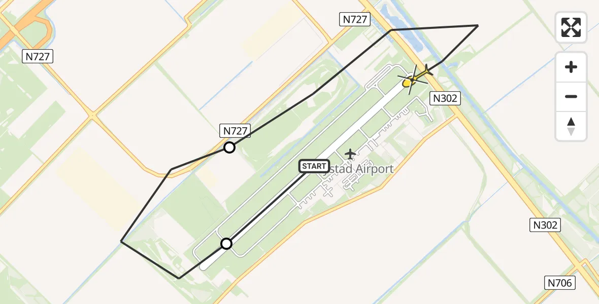 Routekaart van de vlucht: Traumaheli naar Lelystad Airport, Talingweg