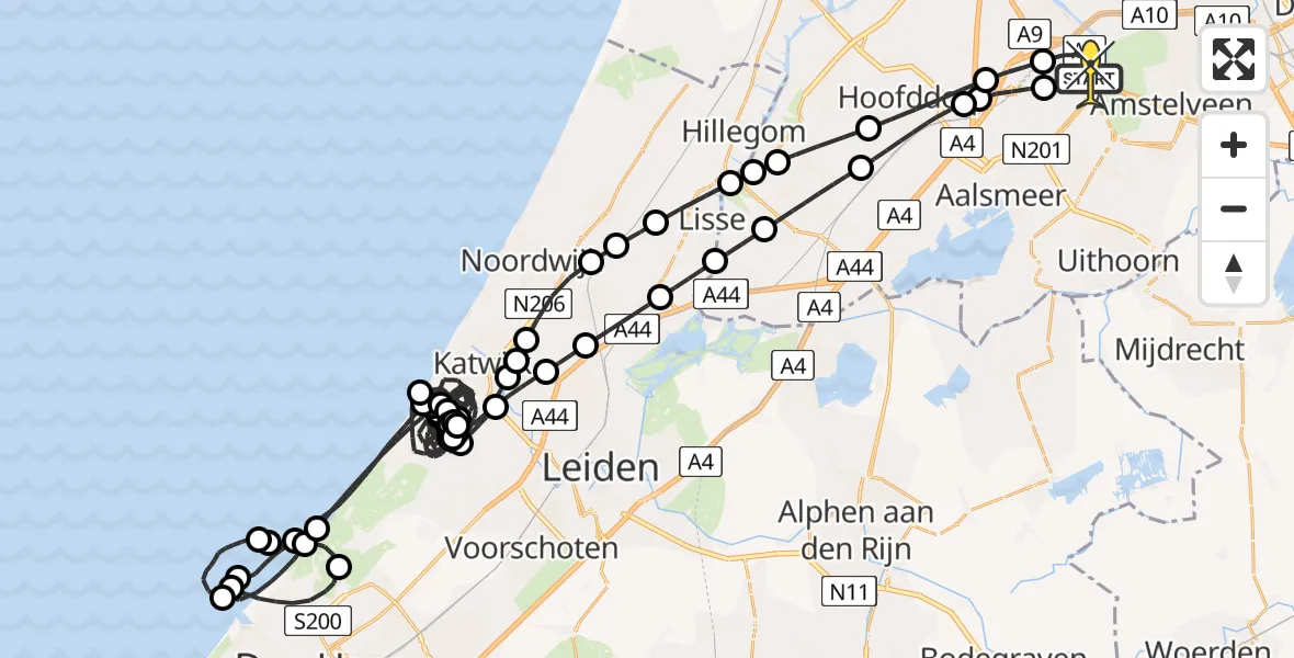 Vluchtroute Politiehelikopter van Schiphol naar Schiphol