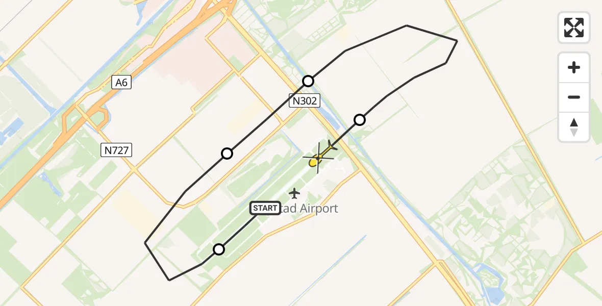 Routekaart van de vlucht: Traumaheli naar Lelystad Airport, Eendenweg