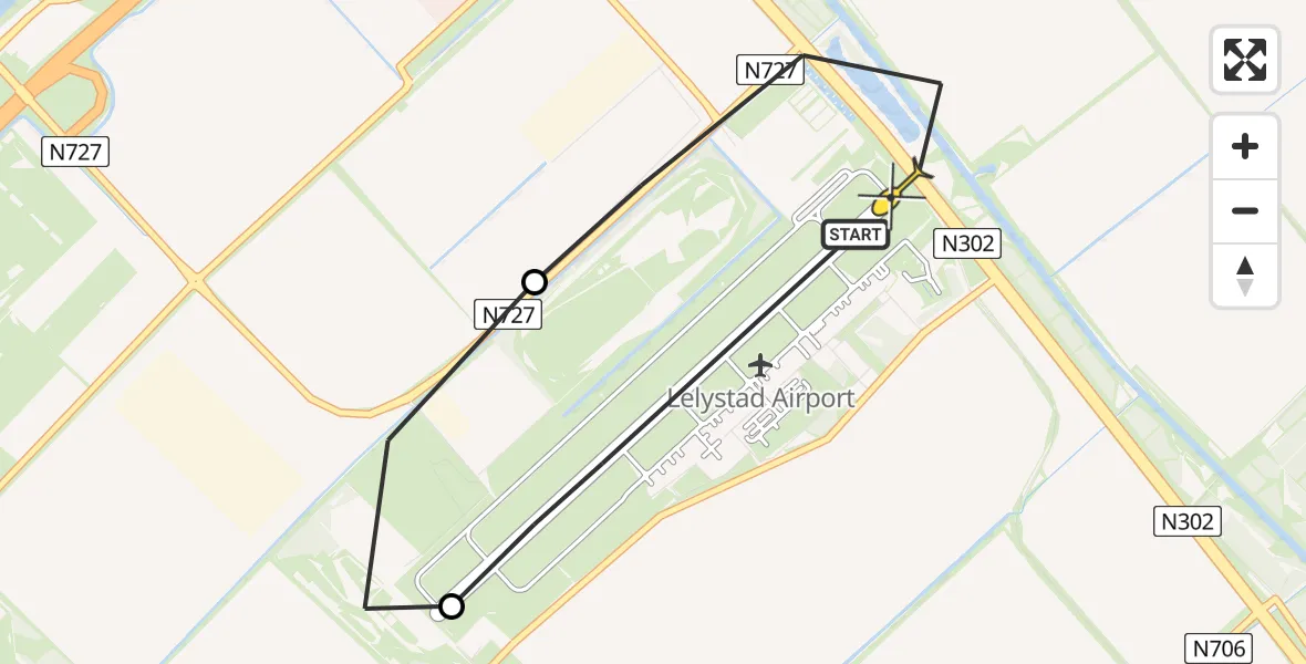 Routekaart van de vlucht: Traumaheli naar Lelystad Airport, Talingweg