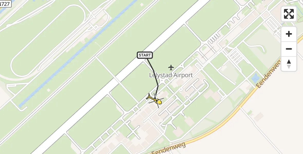 Routekaart van de vlucht: Traumahelikopter naar Lelystad Airport, Emoeweg