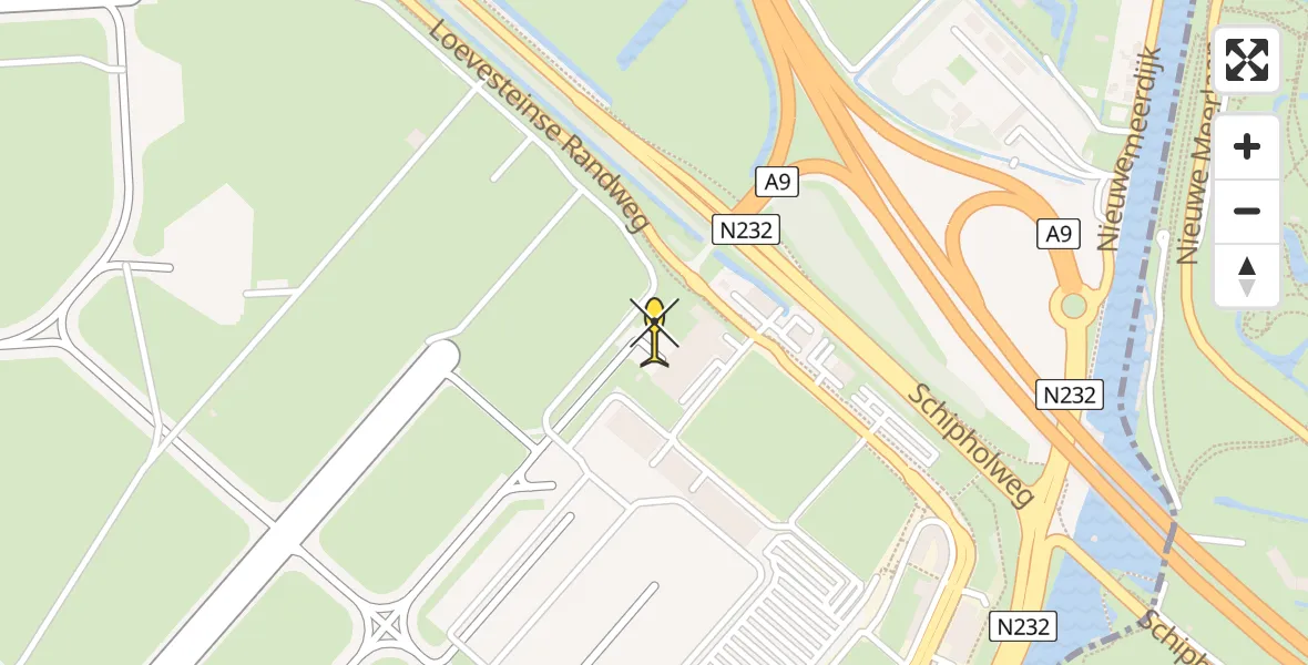 Routekaart van de vlucht: Politieheli naar Schiphol