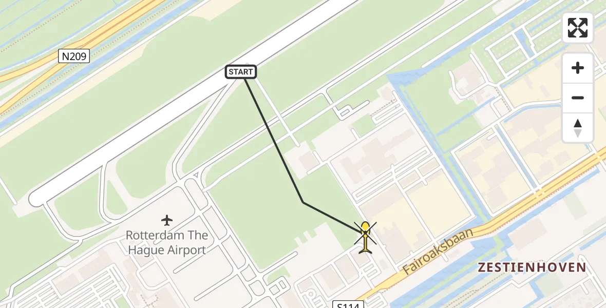Routekaart van de vlucht: Lifeliner 2 naar Rotterdam The Hague Airport, Brandenburgbaan