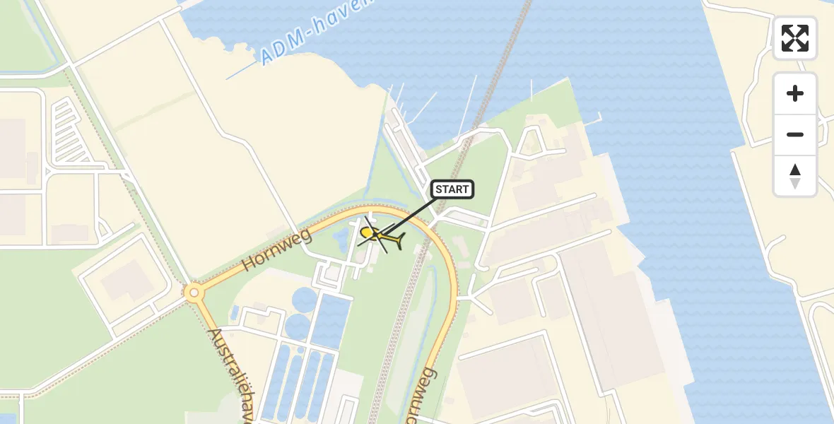 Routekaart van de vlucht: Lifeliner 1 naar Amsterdam Heliport, Hornweg