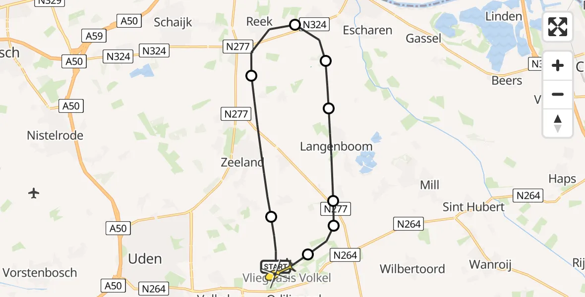 Routekaart van de vlucht: Lifeliner 3 naar Vliegbasis Volkel, Houtvennen