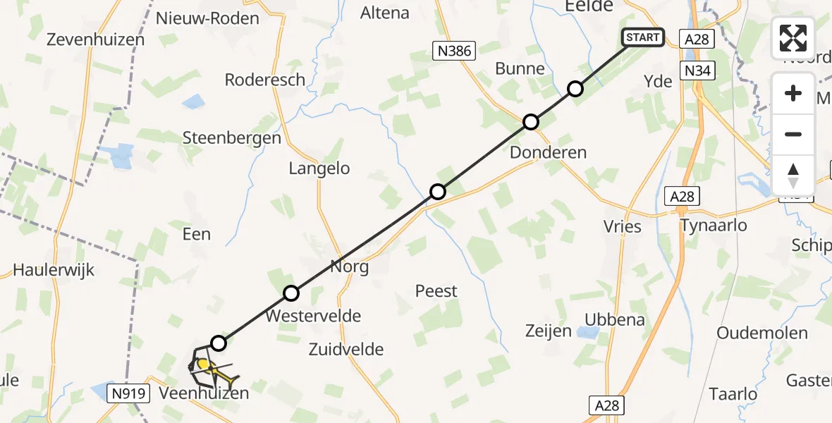 Routekaart van de vlucht: Lifeliner 4 naar Veenhuizen, Lugtenbergerweg
