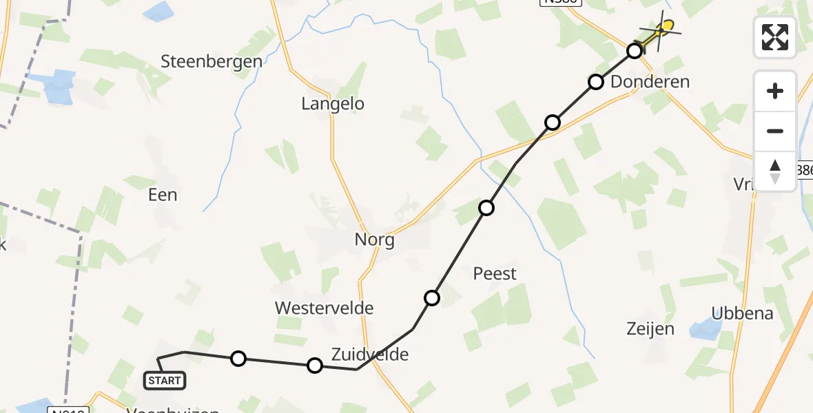 Routekaart van de vlucht: Lifeliner 4 naar Bunne, Hospitaal Wijk