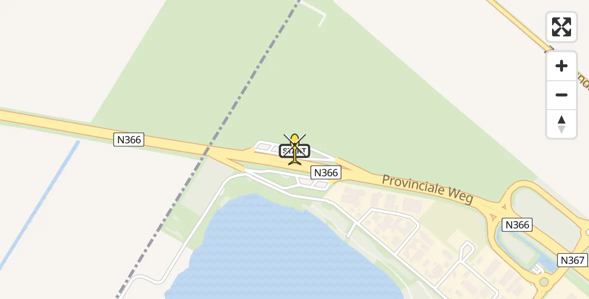 Routekaart van de vlucht: Lifeliner 4 naar Nieuwe Pekela, Provinciale Weg