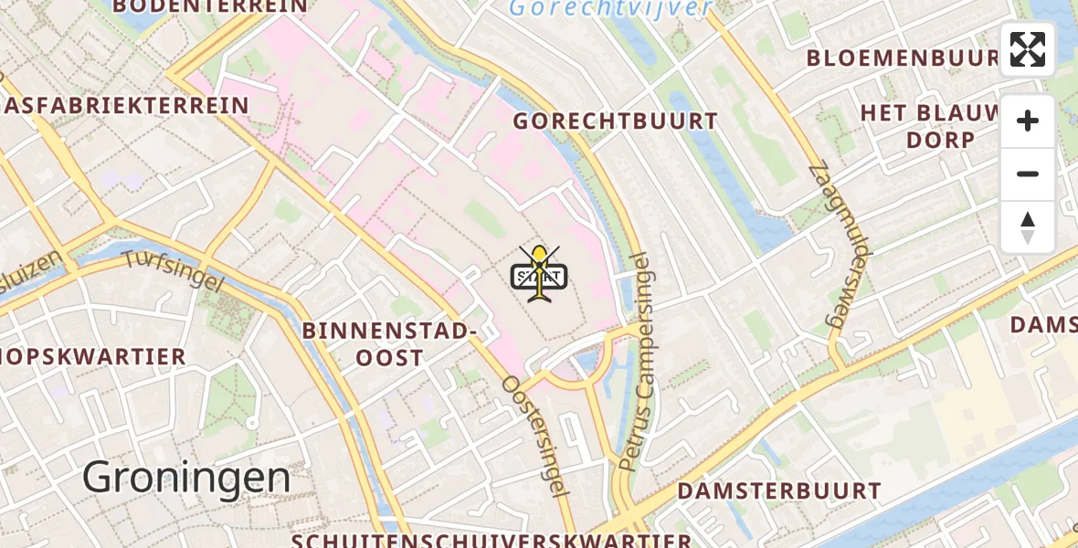 Routekaart van de vlucht: Lifeliner 4 naar Universitair Medisch Centrum Groningen, Poortweg