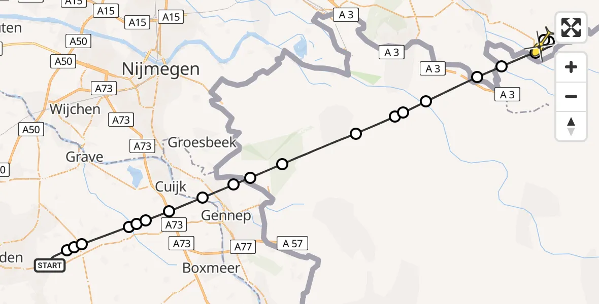 Routekaart van de vlucht: Lifeliner 3 naar Breedenbroek, Zeelandsedijk