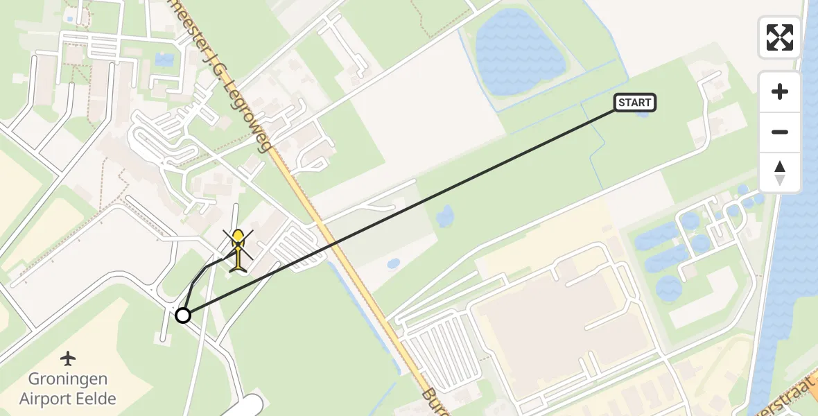 Routekaart van de vlucht: Lifeliner 4 naar Groningen Airport Eelde, Machlaan