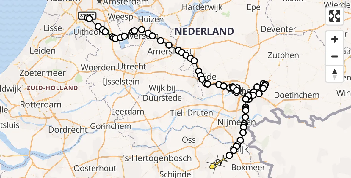 Routekaart van de vlucht: Politieheli naar Odiliapeel, Westerkimweg