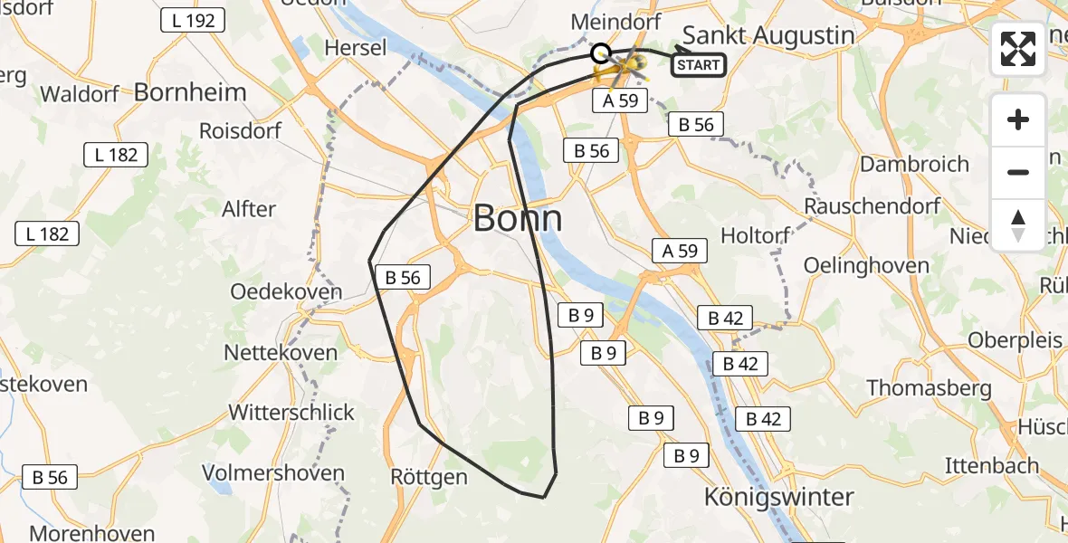 Vluchtroute Traumahelikopter Sankt Augustin - , 19 september 2025, 09:05