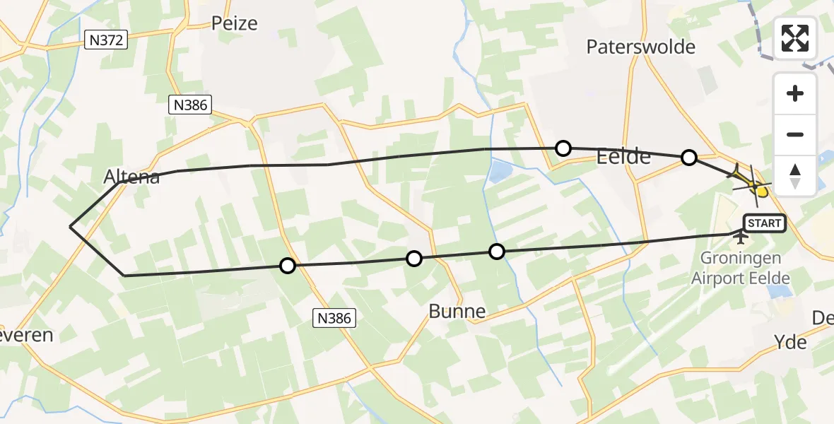Routekaart van de vlucht: Lifeliner 4 naar Groningen Airport Eelde, Hoofdweg