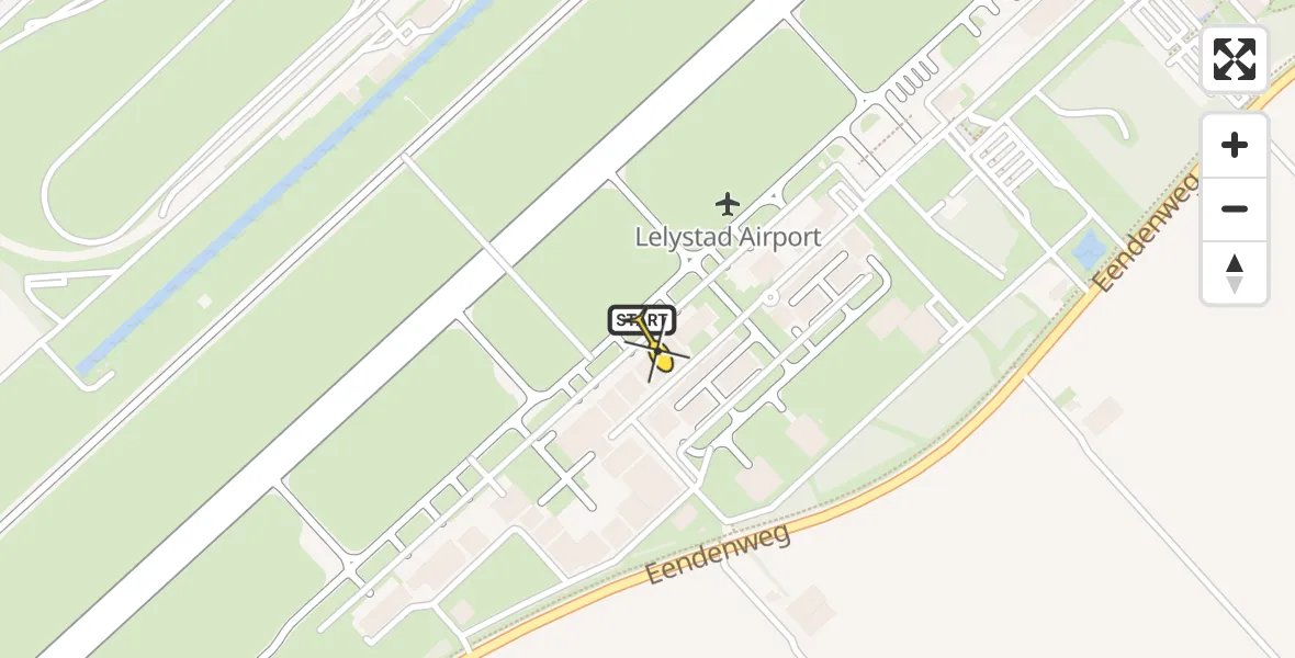 Routekaart van de vlucht: Ambulanceheli naar Lelystad Airport, Emoeweg