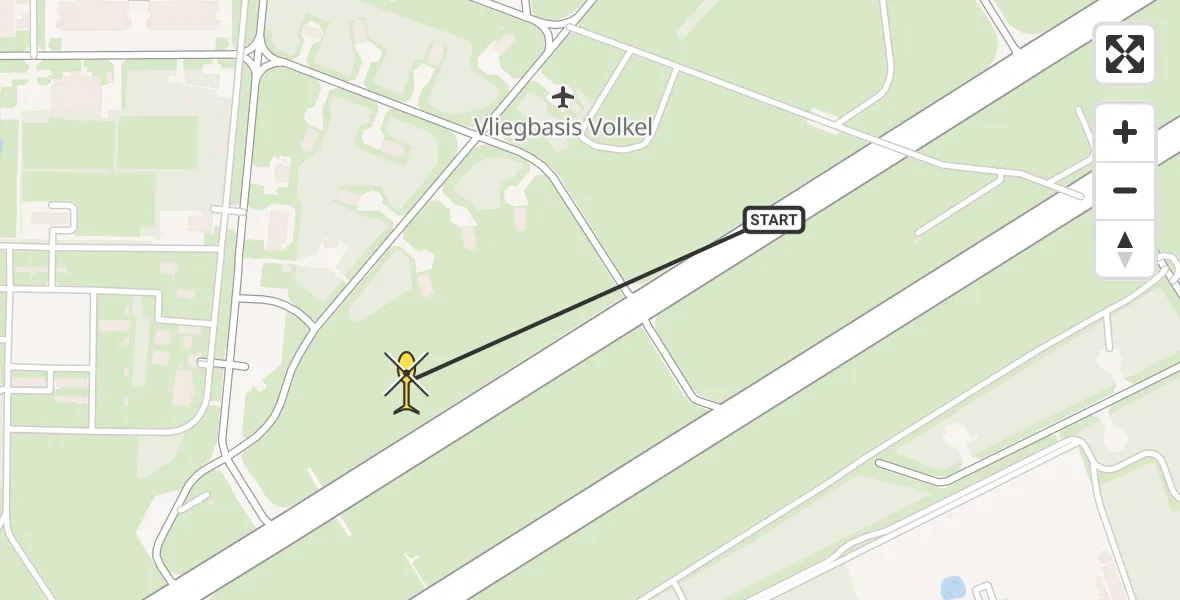 Routekaart van de vlucht: Politieheli naar Vliegbasis Volkel, Zeelandsedijk