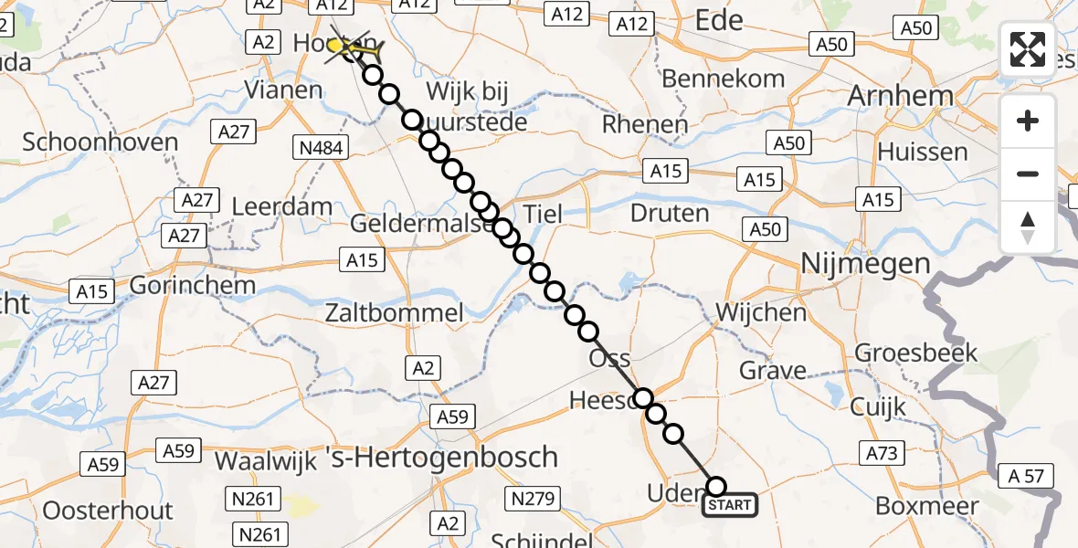 Routekaart van de vlucht: Lifeliner 3 naar Houten, Binnentuin