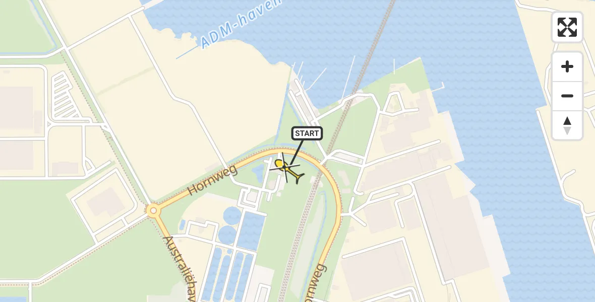 Routekaart van de vlucht: Lifeliner 1 naar Amsterdam Heliport, Hornweg