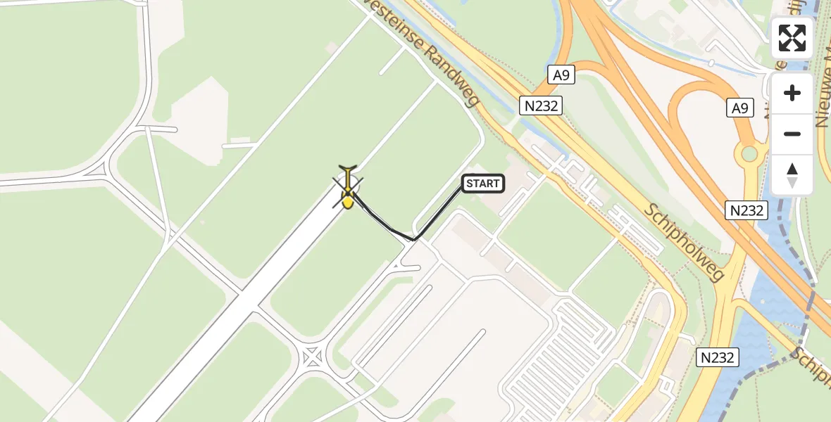 Vluchtroute Politiehelikopter van Schiphol naar Schiphol