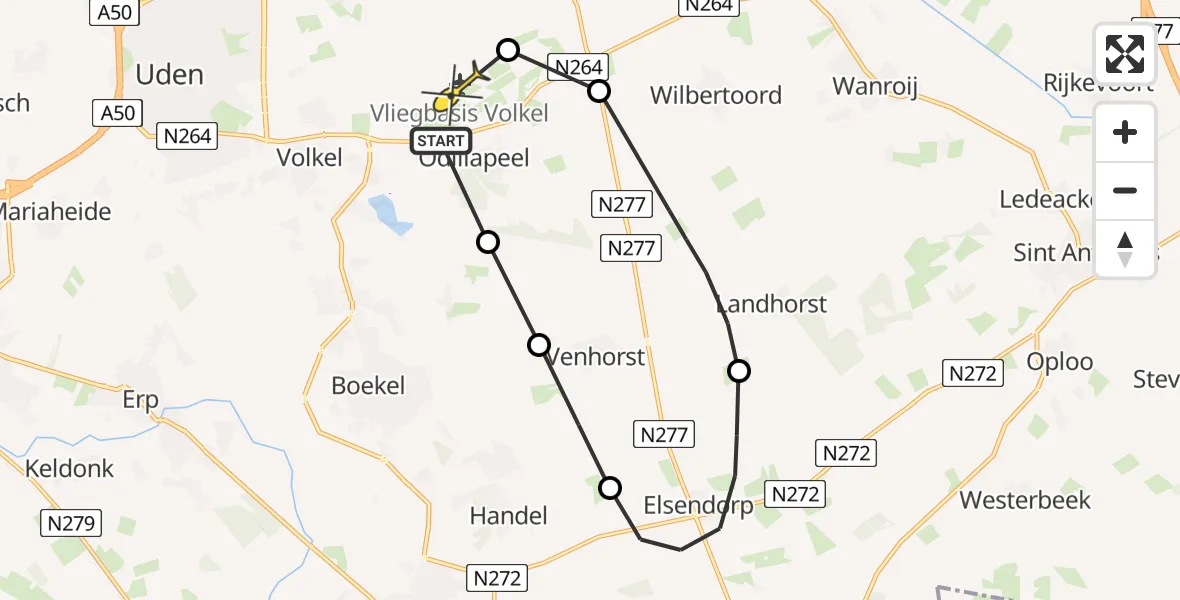 Routekaart van de vlucht: Lifeliner 3 naar Vliegbasis Volkel, Torenvalkweg