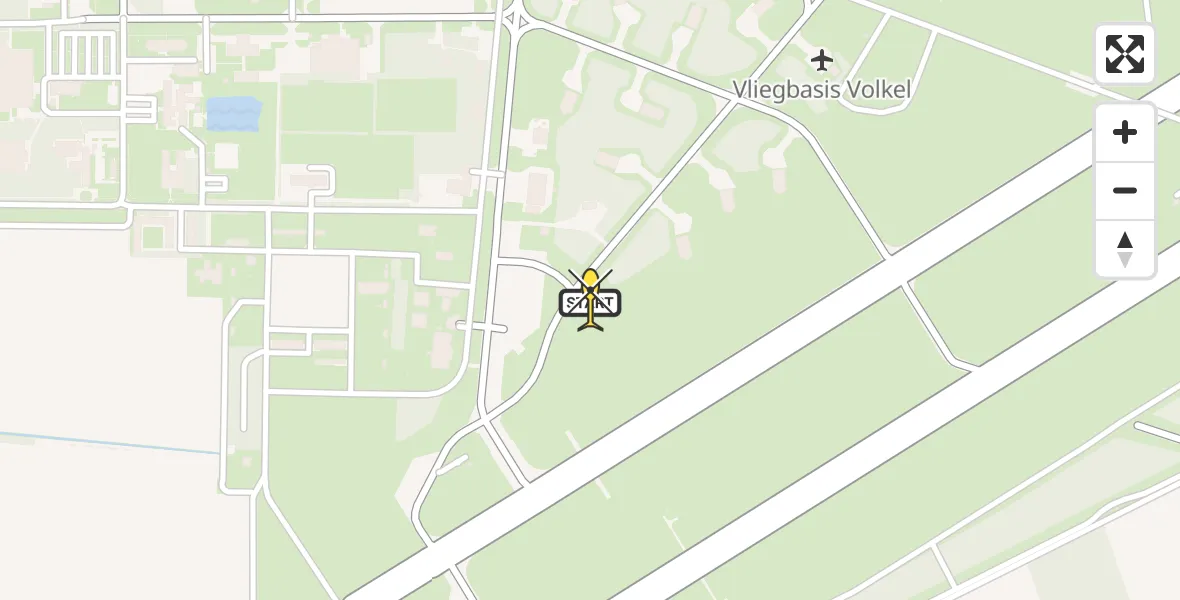 Routekaart van de vlucht: Politiehelikopter naar Vliegbasis Volkel, Zeelandsedijk