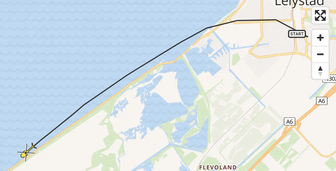 Routekaart van de vlucht: Politiehelikopter naar Lelystad, Visarenddreef