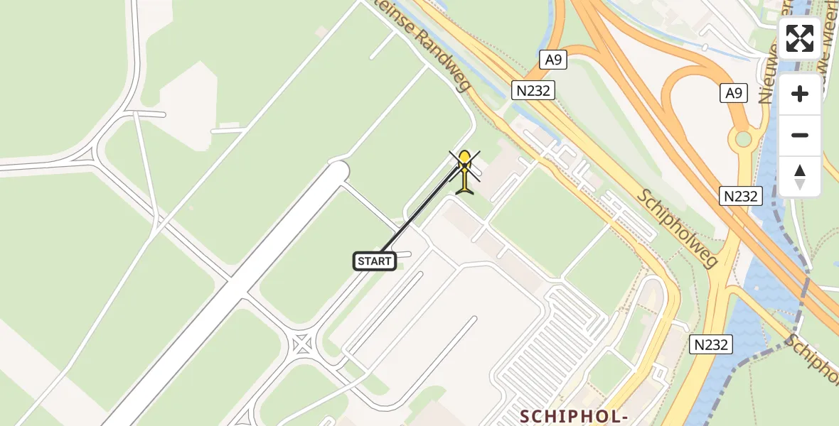 Routekaart van de vlucht: Politieheli naar Schiphol, Loevesteinse Randweg