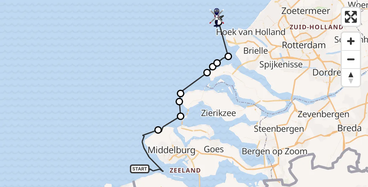 Vluchtroute Politiehelikopter Vlissingen - , 19 september 2025, 14:41
