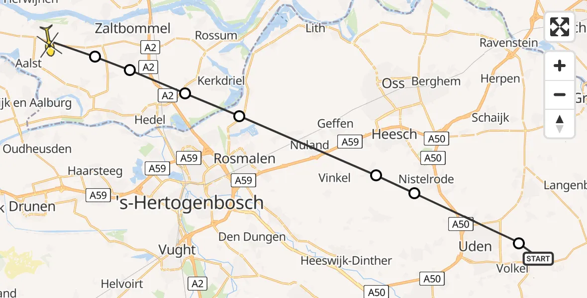 Routekaart van de vlucht: Lifeliner 3 naar Zuilichem, Mariniersstraat