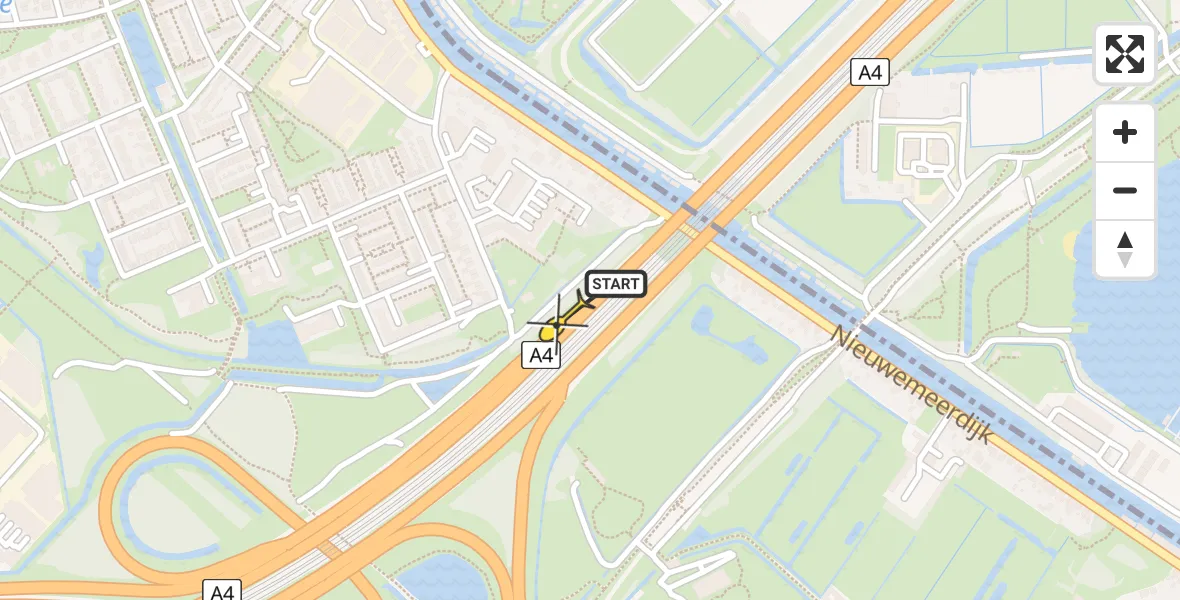 Routekaart van de vlucht: Lifeliner 1 naar Badhoevedorp, Knooppunt Badhoevedorp