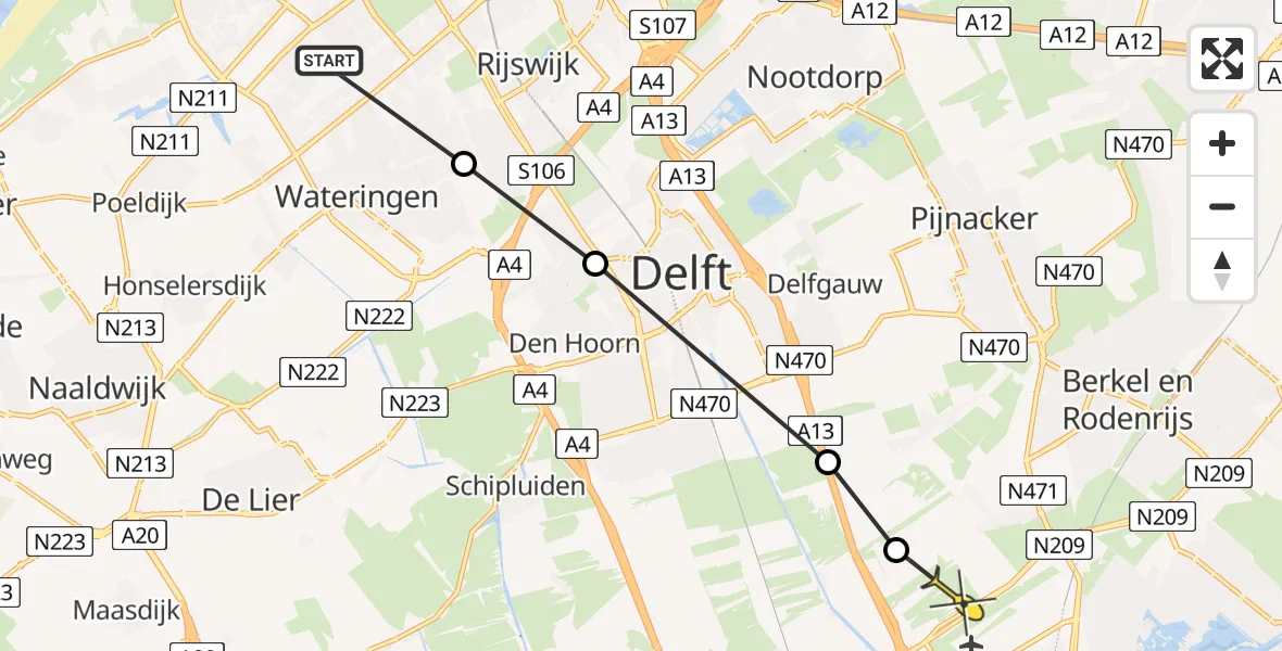 Routekaart van de vlucht: Lifeliner 2 naar Rotterdam The Hague Airport, Villapark Eikelenburgh