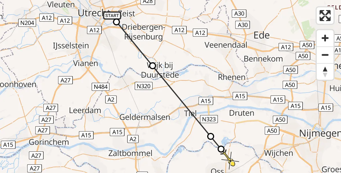Routekaart van de vlucht: Lifeliner 3 naar Berghem, Camminghalaan