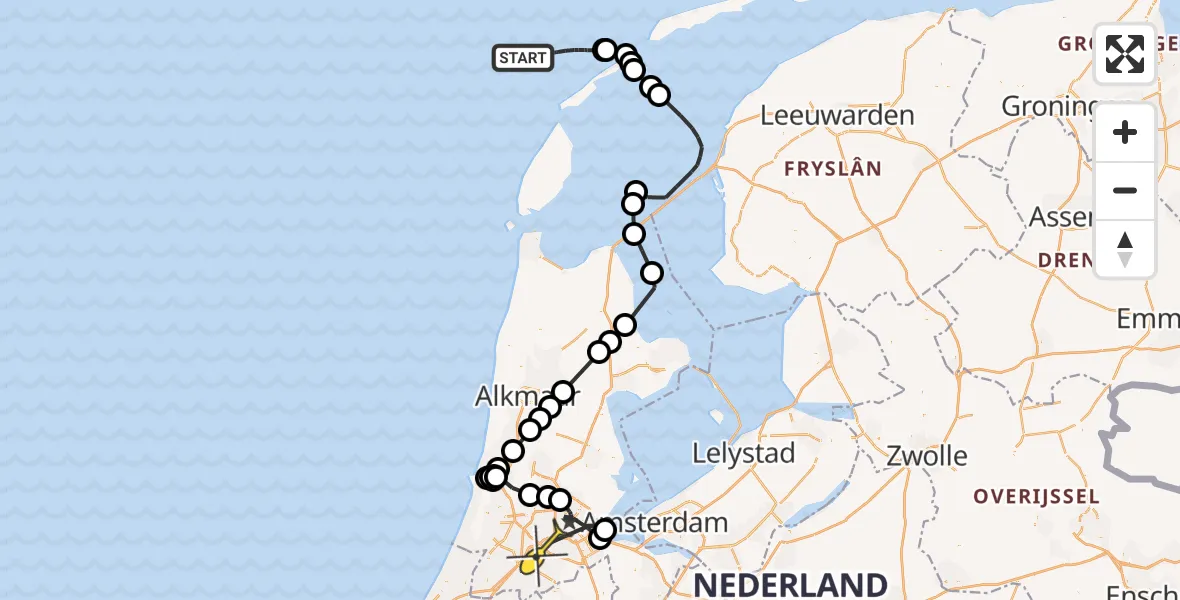 Routekaart van de vlucht: Politieheli naar Schiphol, Thermiekstraat