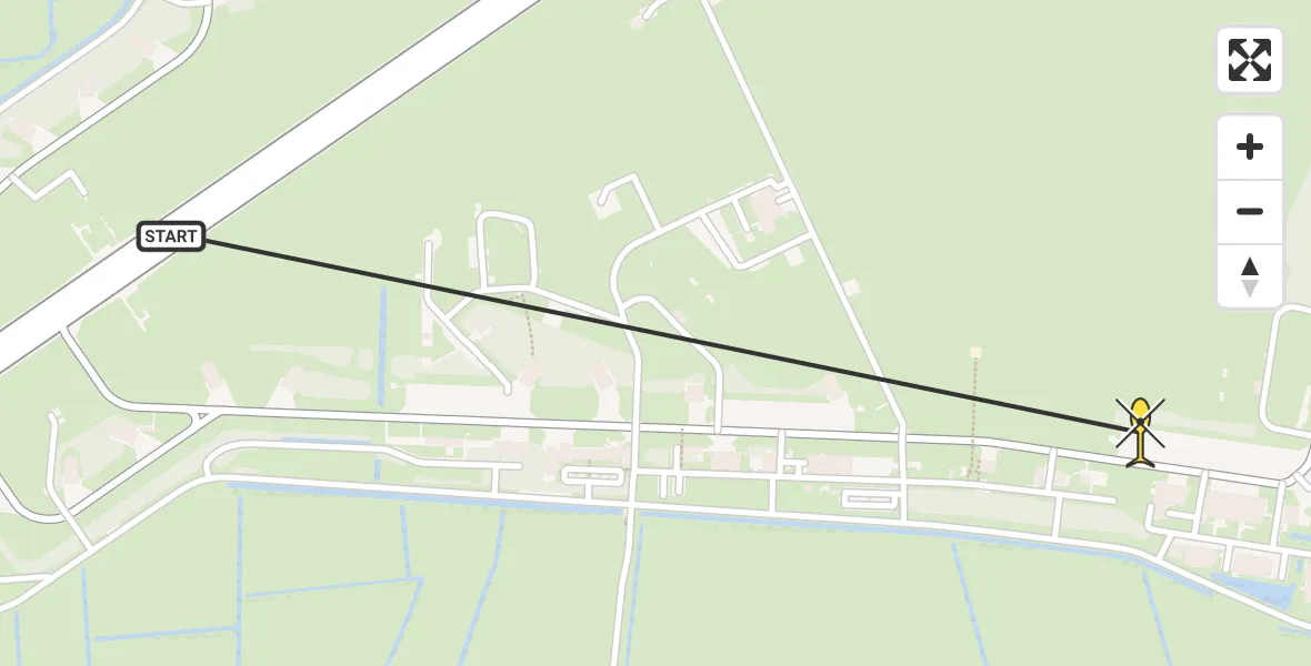 Routekaart van de vlucht: Ambulanceheli naar Vliegbasis Leeuwarden, Keegsdijkje