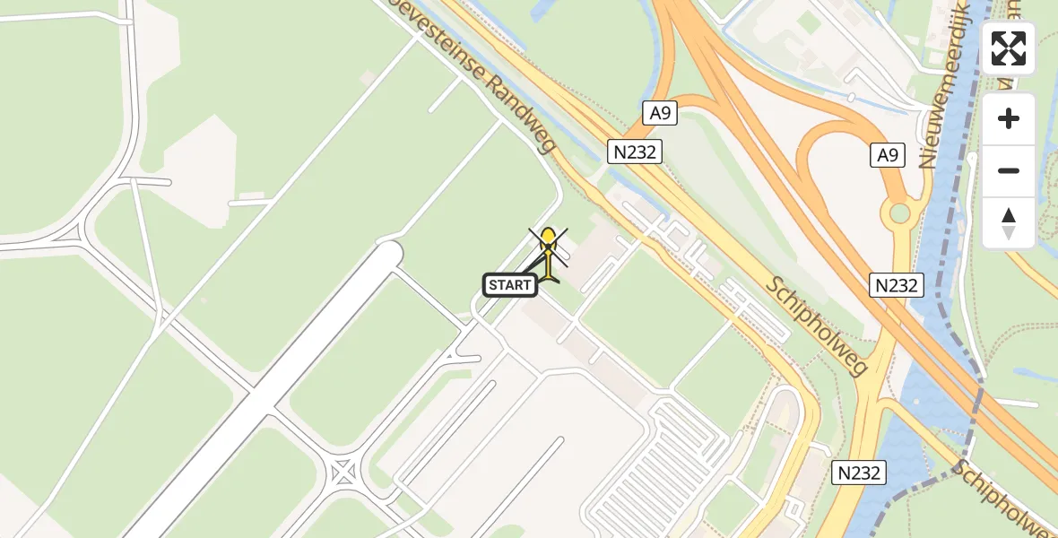 Routekaart van de vlucht: Politieheli naar Schiphol, Loevesteinse Randweg