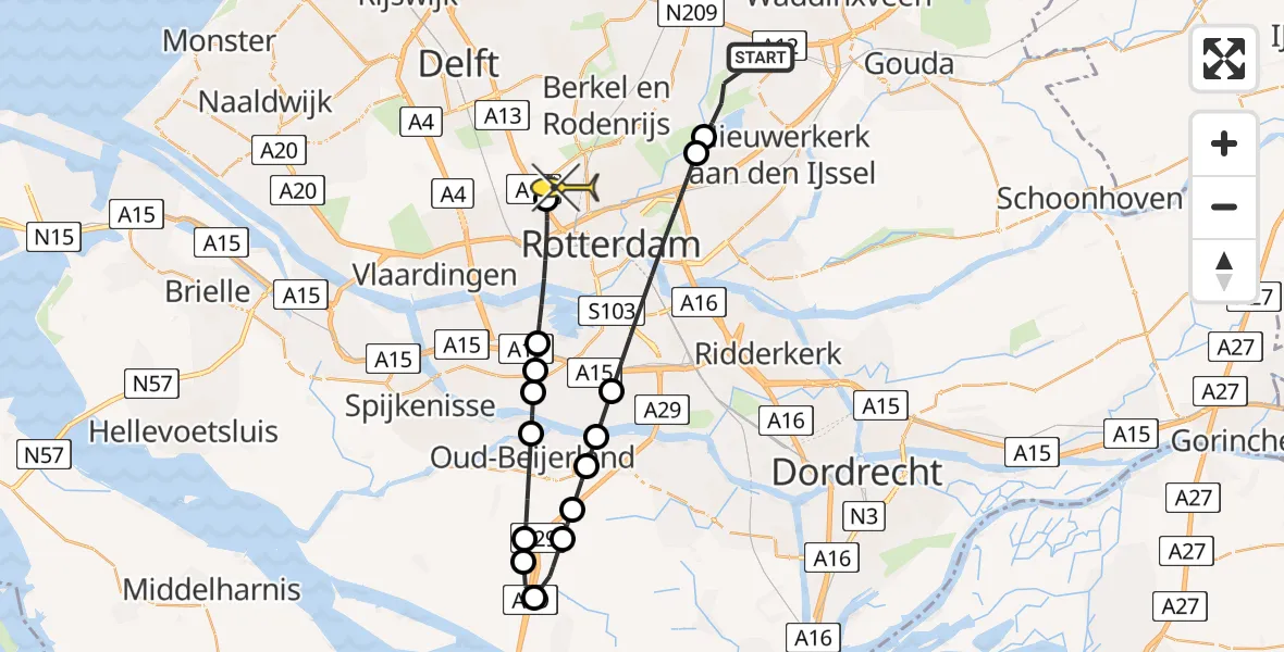 Routekaart van de vlucht: Lifeliner 2 naar Rotterdam The Hague Airport, Land Kanaän