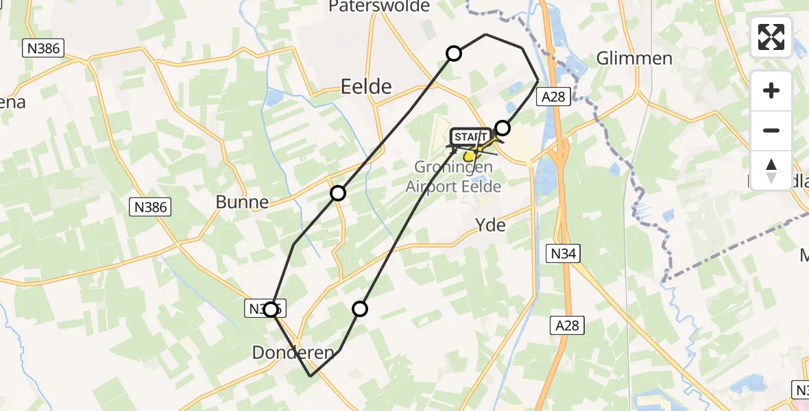 Routekaart van de vlucht: Lifeliner 4 naar Groningen Airport Eelde, Vissersweg