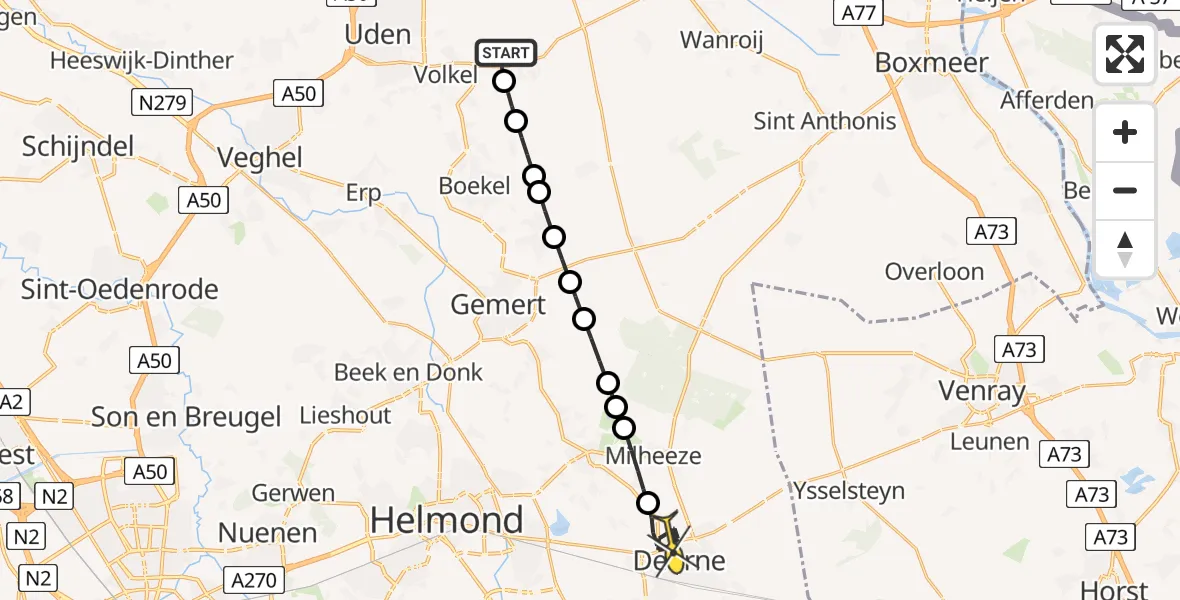 Routekaart van de vlucht: Lifeliner 3 naar Deurne, Vinkenstraat