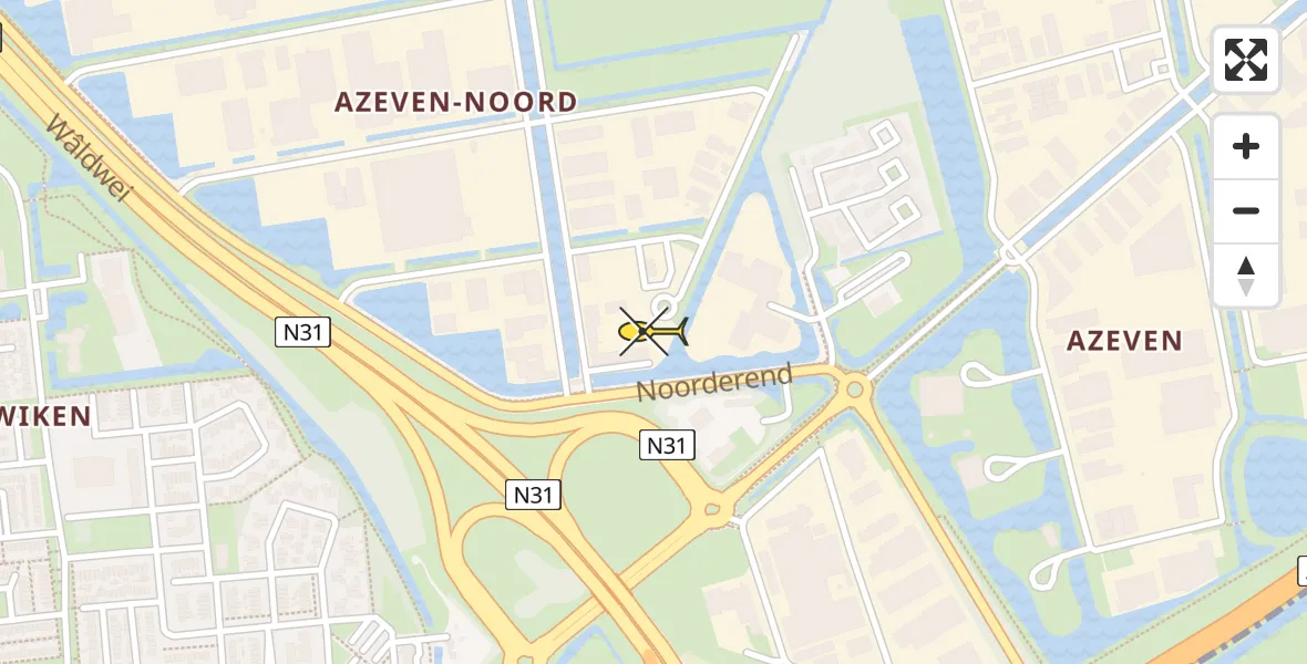 Routekaart van de vlucht: Ambulanceheli naar Vliegveld Drachten