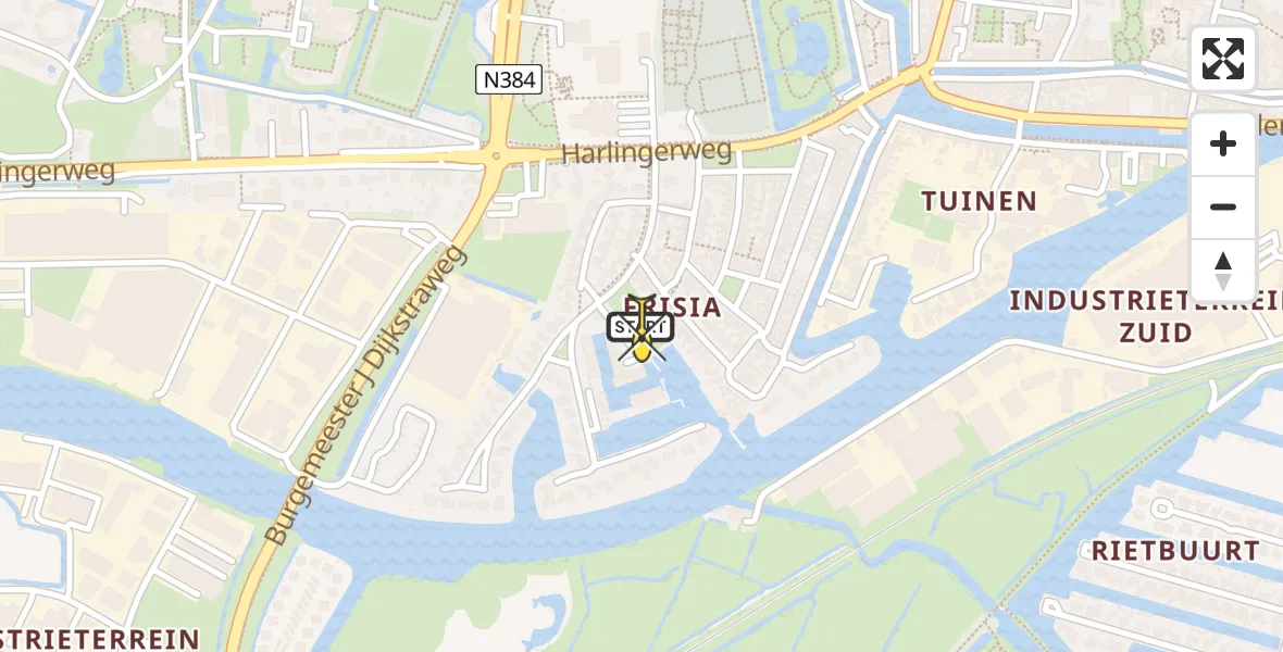 Routekaart van de vlucht: Lifeliner 4 naar Franeker, P F Catsstraat